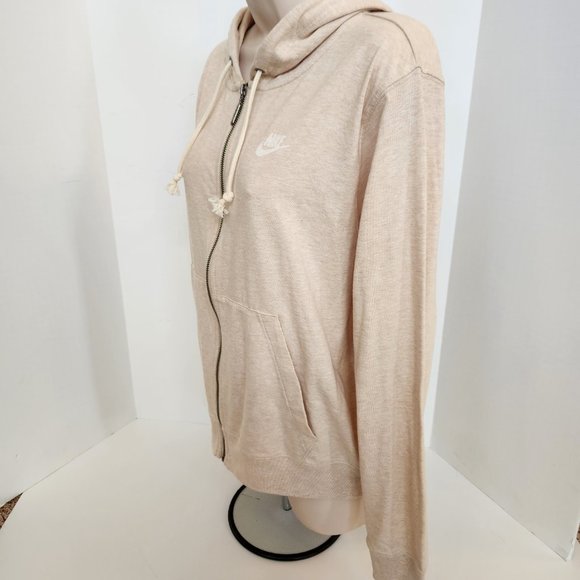 NIKE Oatmeal Women's Full-zip Hooded Sweatshirt Gym Vintage Easy, Small - Picture 7 of 12